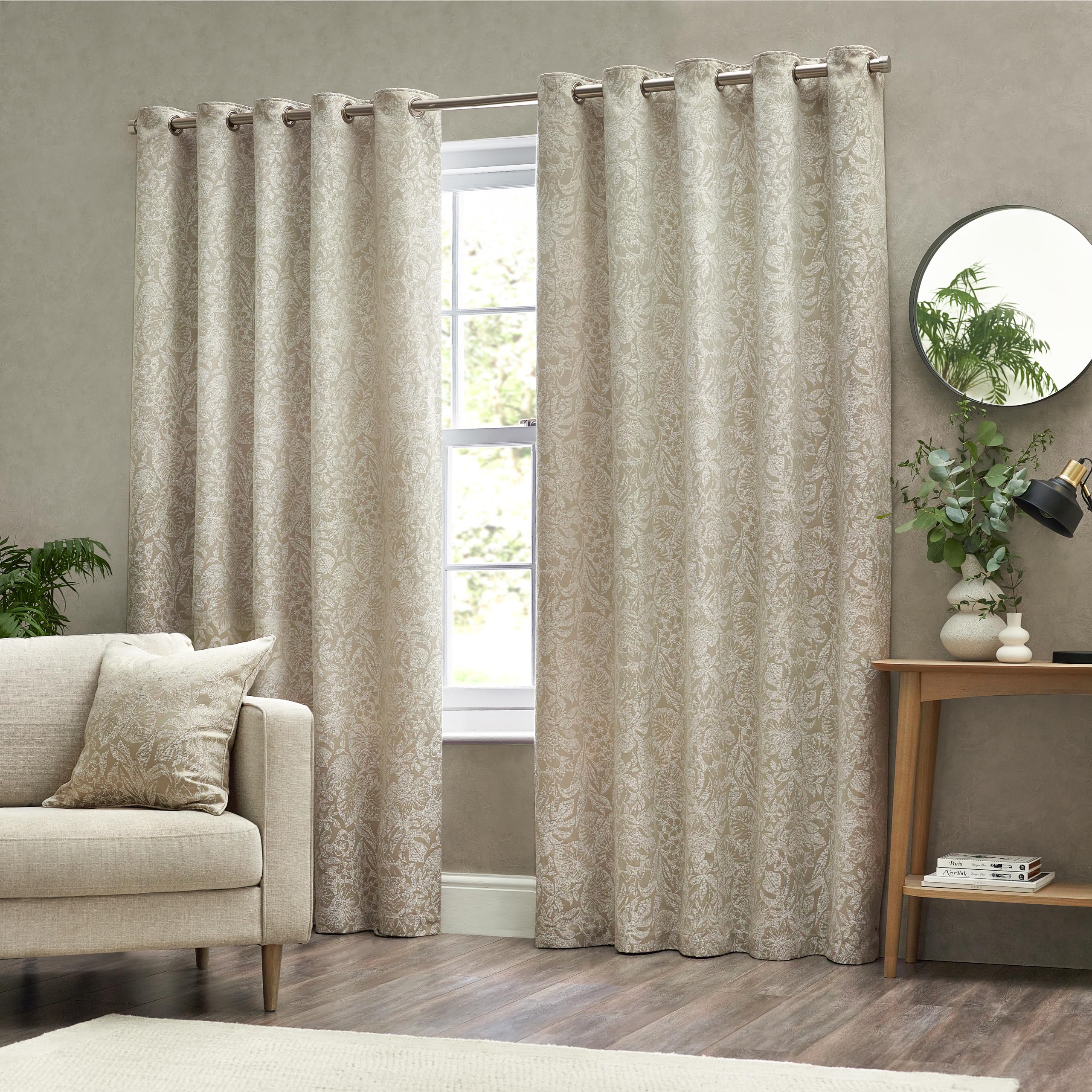 furn. Wylder Nature Bali Botanical Jacquard Eyelet Curtains, Natural, W 46.1" x L 72" (1 Panels) - Image 2