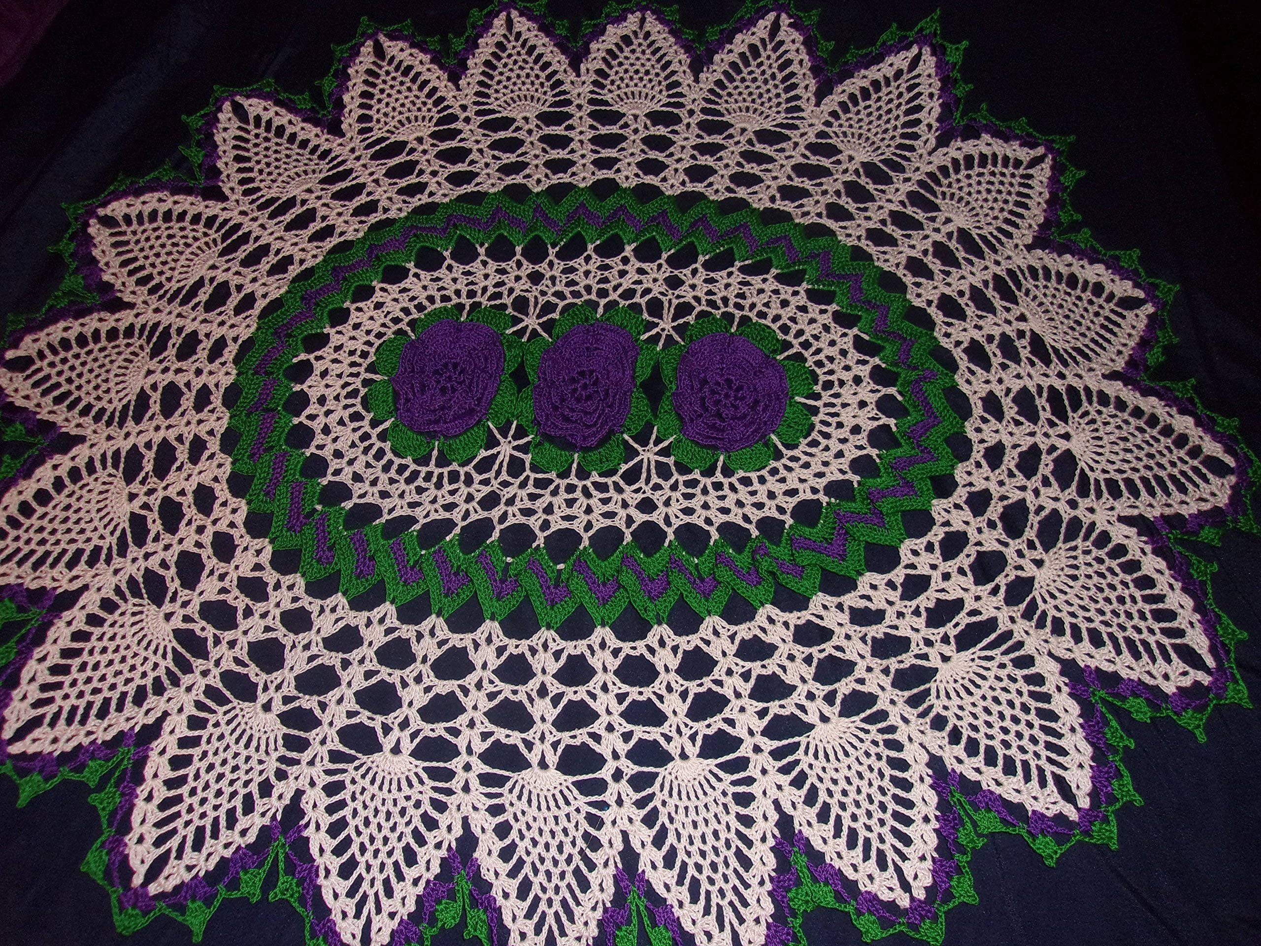 Free Crochet Oval Tablecloth Patterns Oval Crochet Pineapple Doily 38A