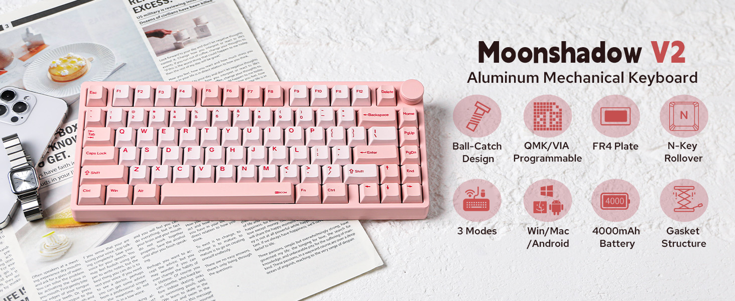 Amazon | KiiBOOM Moonshadow V2 75%ワイヤレスアルミゲーミング