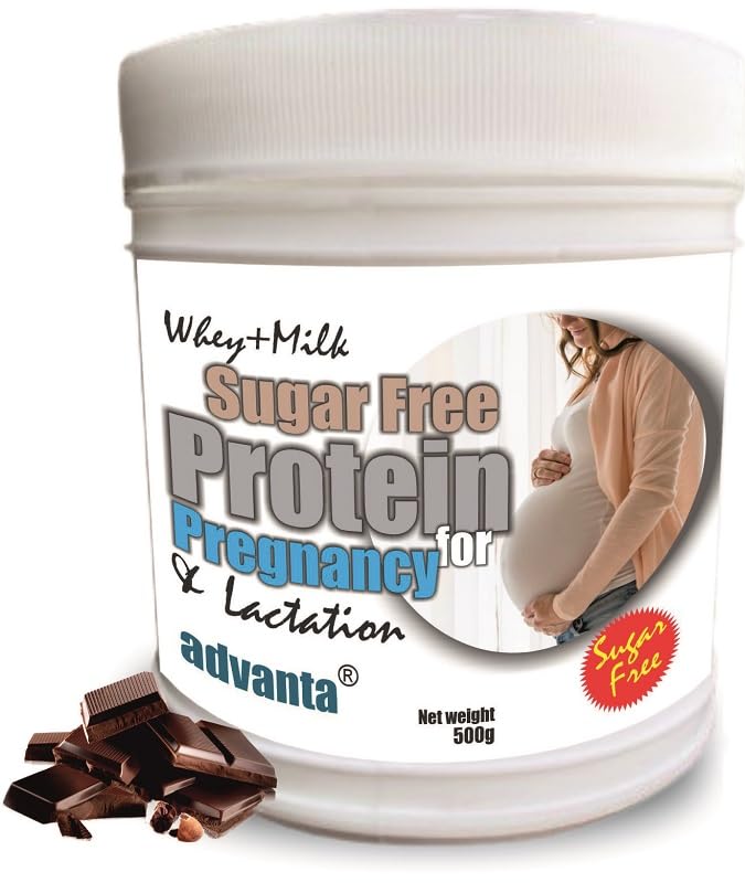 Image of Advanta Sugar Free Whey Protein Powder for Pregnant Women for Pregnancy & Breastfeeding Mothers - 500g Chocolate