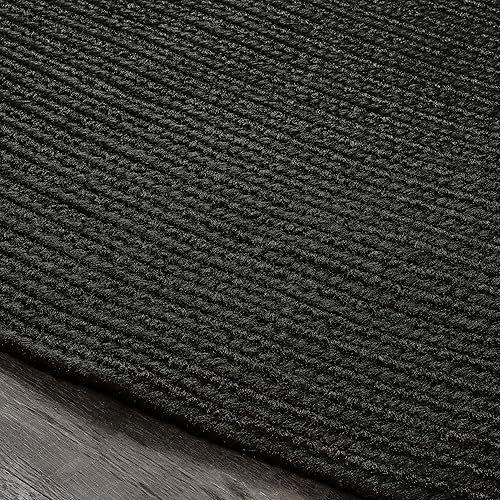 Miniatura 4 de SUPERIOR Alfombra trenzada reversible para interiores y exteriores, 6 pies, redonda, color negro