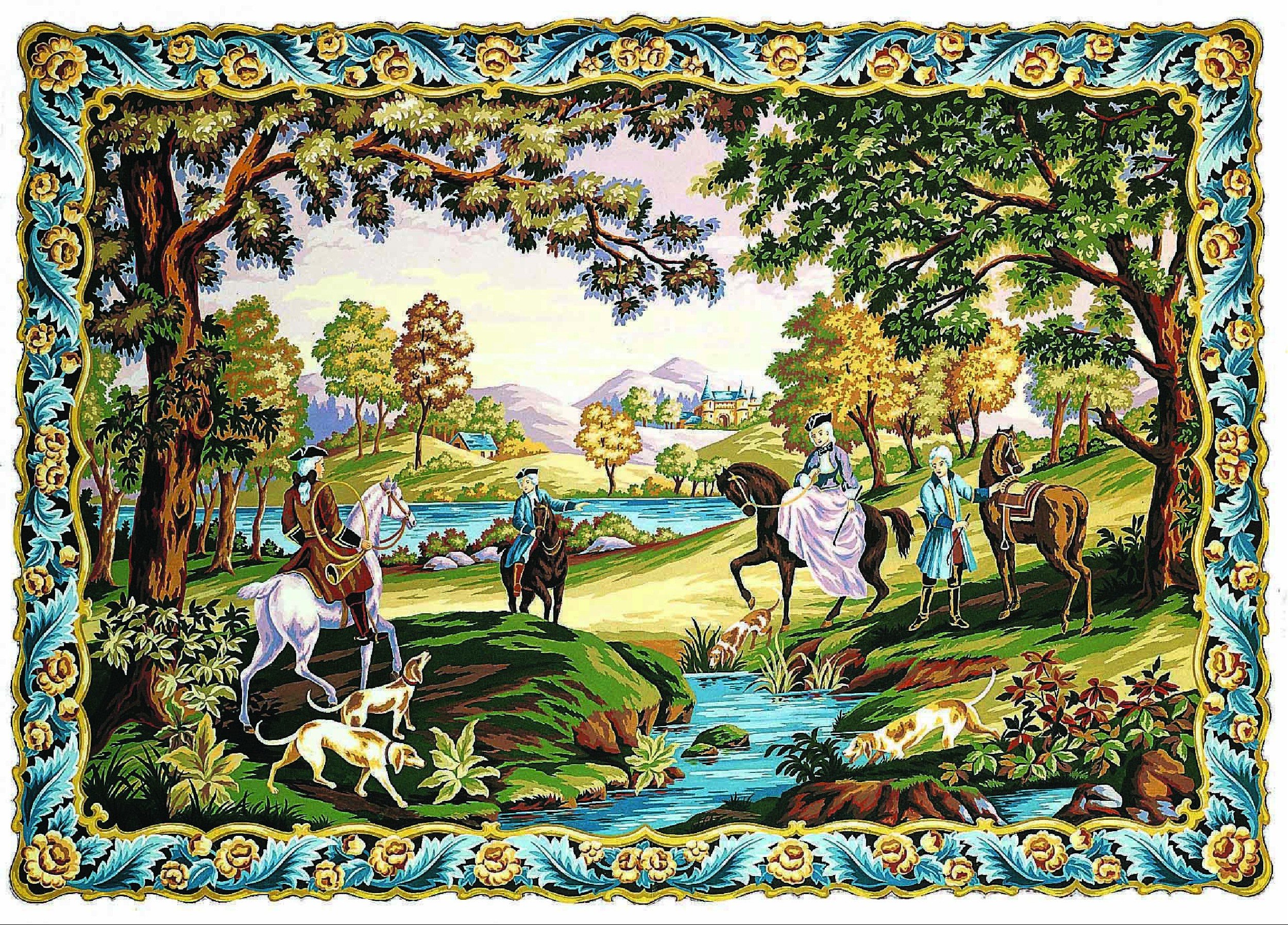 Margot de Paris Tapestry/Needlepoint Canvas – Hunting Scene