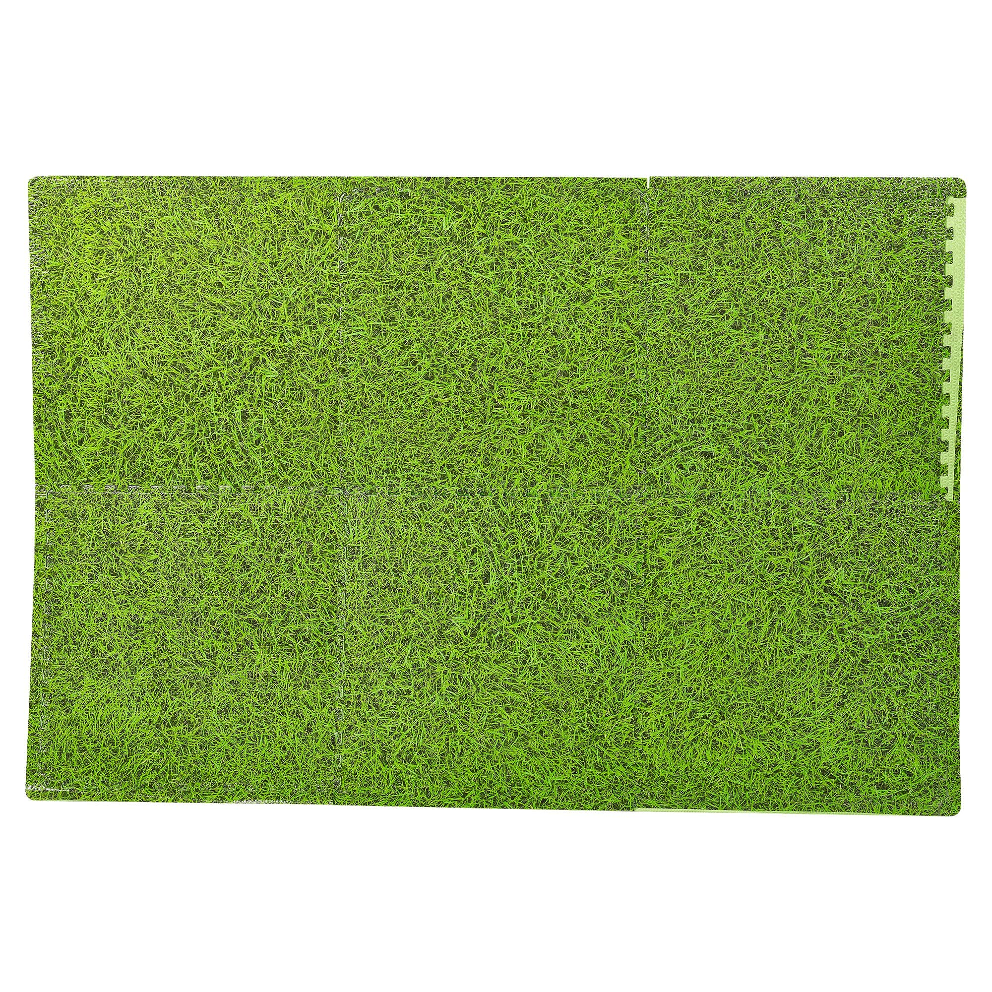 URBNLIVING Kids Indoor/Outdoor EVA Foam Soft Jigsaw Puzzle Playmat Green Grass Sheet Design (6 Pcs (40 x 40cm))