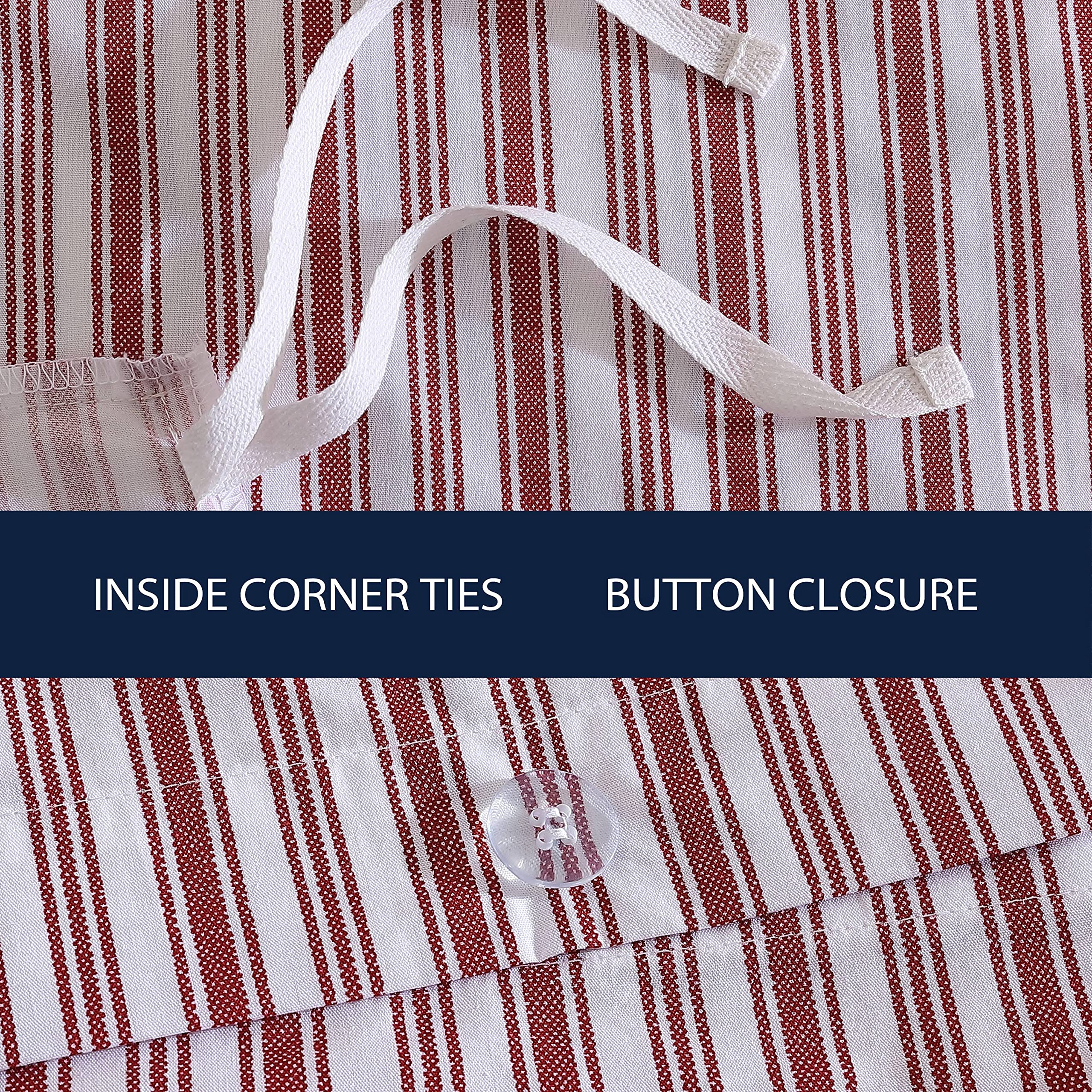Nautica - Funda de edredón tamaño Queen, Ropa de Cama Reversible de algodón con Cierre de botón, decoración Casual del hogar para Todas Las Estaciones (Coleridge Stripe Red, Queen)