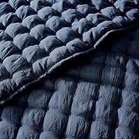 Vista 5 de WDCOZY Juego de edredón azul marino tamaño individual con funda de almohada, colcha ligera y suave, edredón acolchado, manta delgada, funda