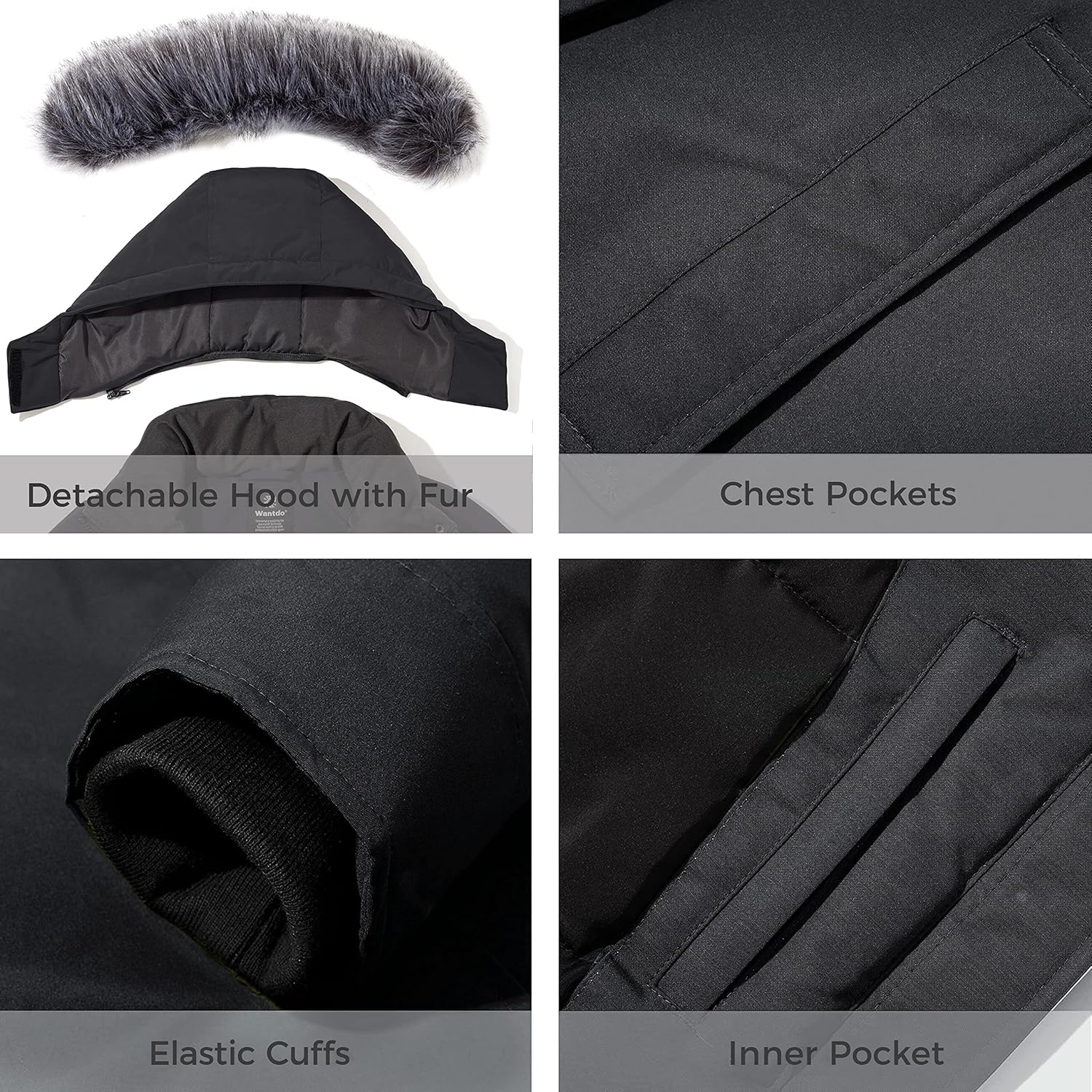 wantdo Women's Long Winter Coat Thick Puffer Jacket Faux Fur Hooded Parka Jacket