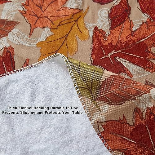 Miniatura 7 de Newbridge Mantel de vinilo con parte trasera de franela de otoño y Acción de Gracias, diseño de hojas contemporáneas, de fácil cuidado, con parte