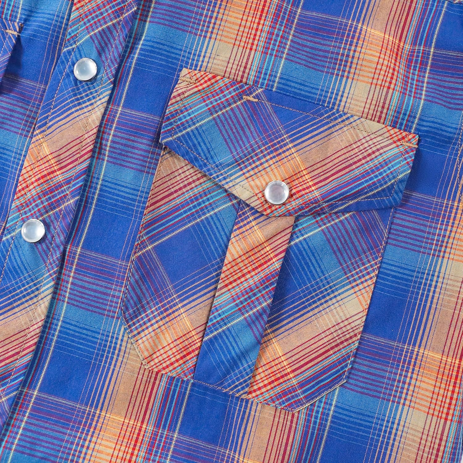 Dubinik Pearl Snap Shirts for Men - Long Sleeve Western Vintage Plaid Shirts - Image 5