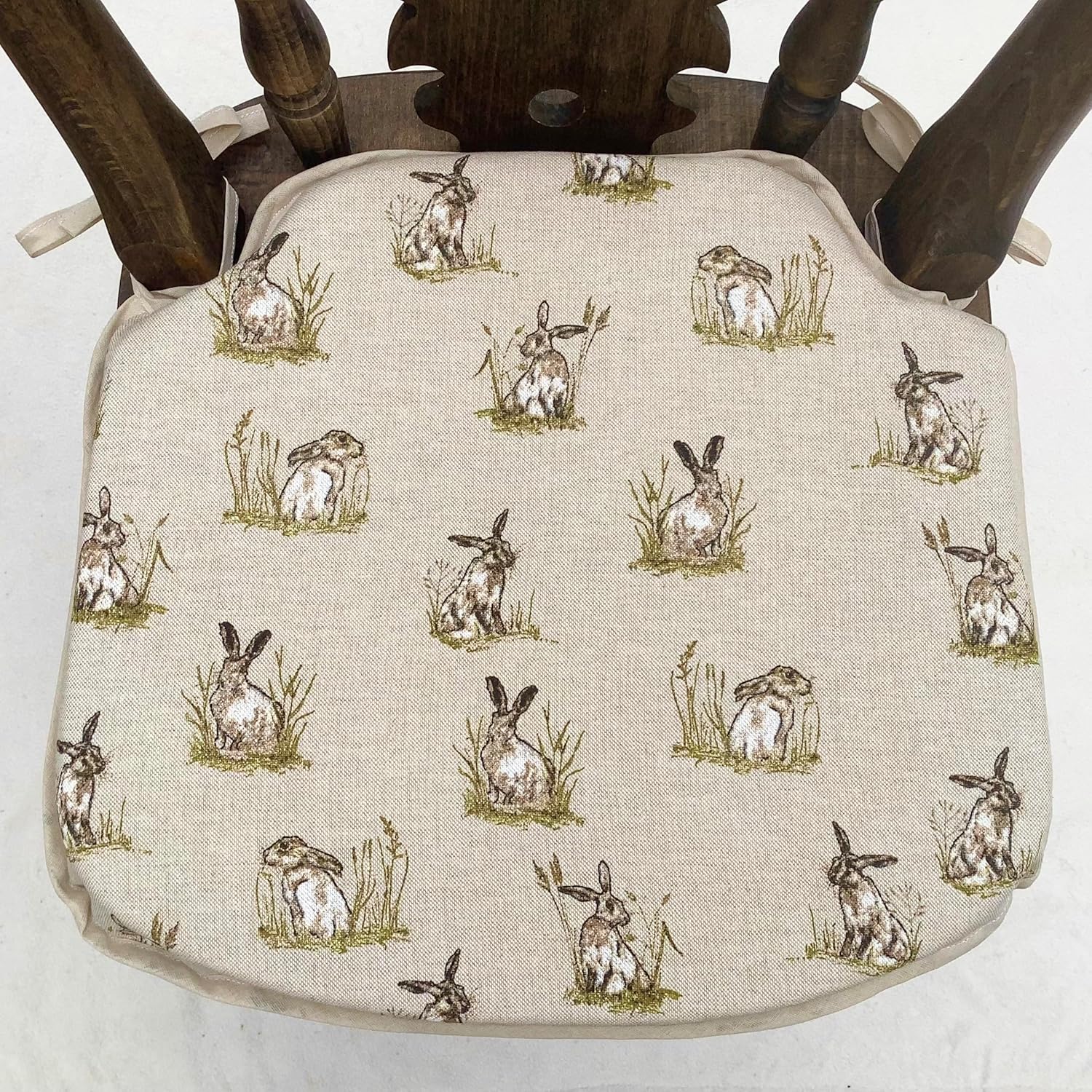 Country Hares Small Spindle Back Chair Seat Pads, For Seats Approx. 14