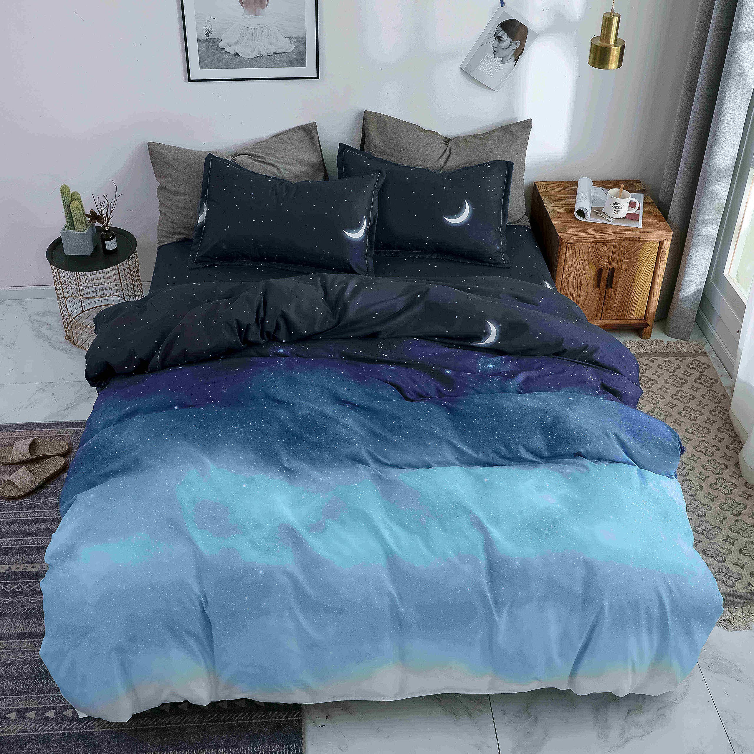 Fansu Women's Starry Duvet Cover Set Bedding Sets For Double King Single Size Bed 4 Piece Elegant Duvet Set 2 X Pillowcases 1 X Quilt Case 1 X Flat Sheet (Double-200X200cm,)