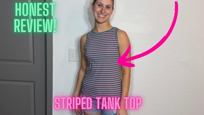ONLYSTORY Women's Stripe Ribbed Knit Tank Tops Summer Casual