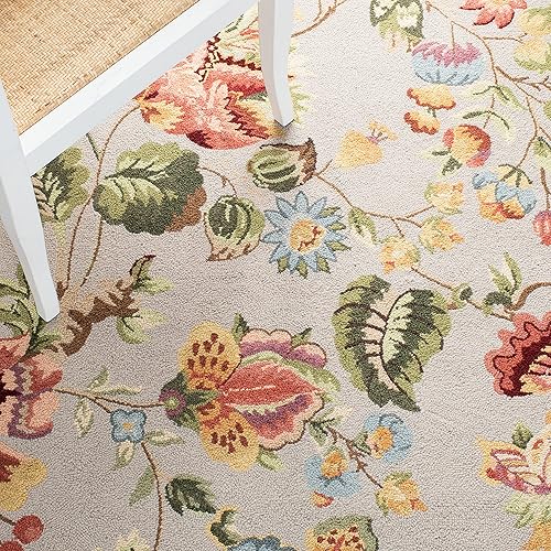 Miniatura 4 de SAFAVIEH Chelsea Collection - Alfombra decorativa de 2 pies 6 pulgadas x 4 pies, color salvia, lana de campo francesa enganchada a mano, ideal para