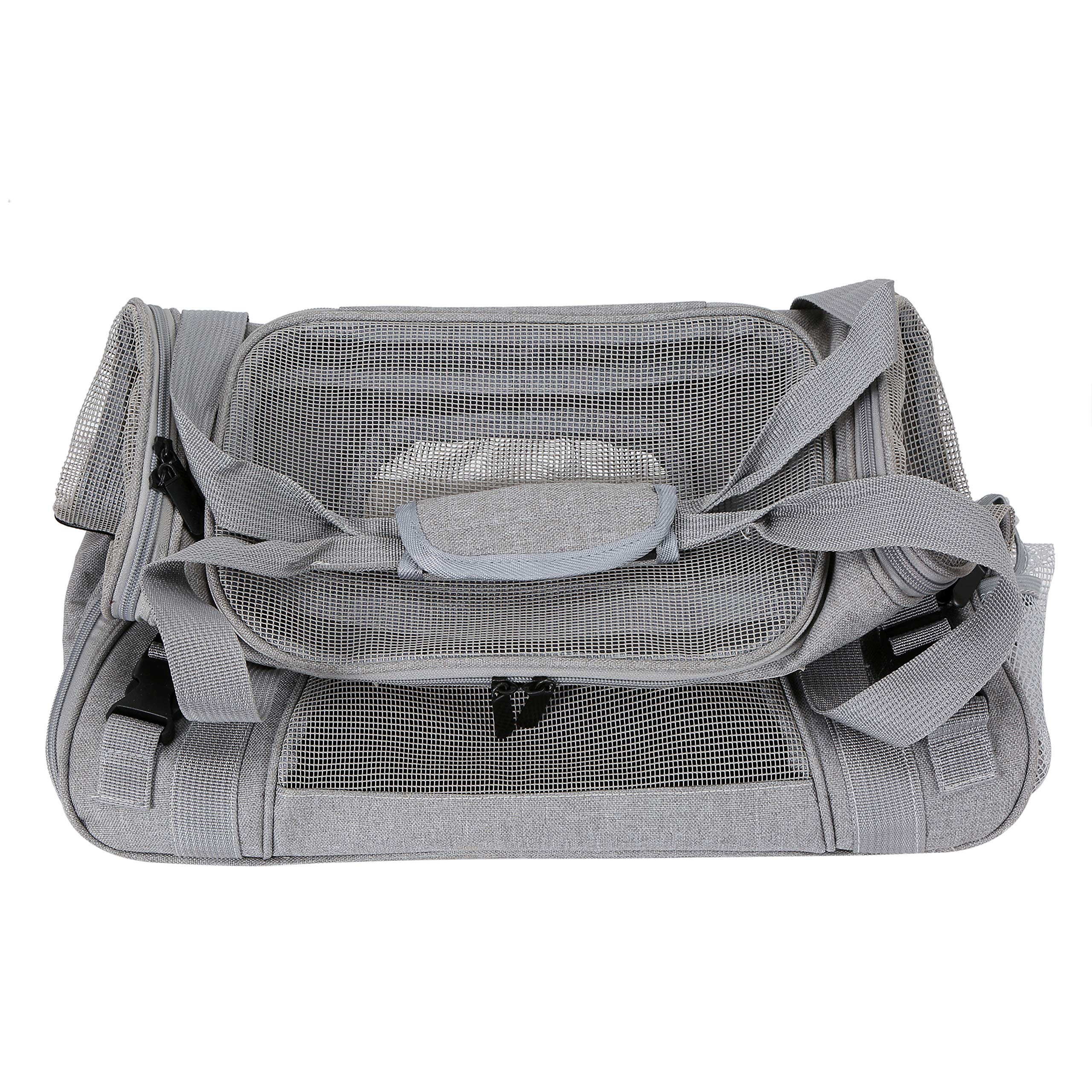 Transportín Gato Perro, Bolsa de Transporte Plegable para Mascota de Viaje Portátil y Transpirable con Correa Interior de Seguridad