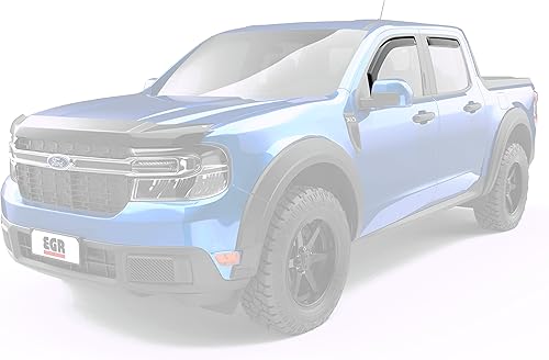 Miniatura 2 de EGR 573591 - Viseras de ventana de canal delantera y trasera acabado de humo oscuro compatibles con vehículos Ford Maverick