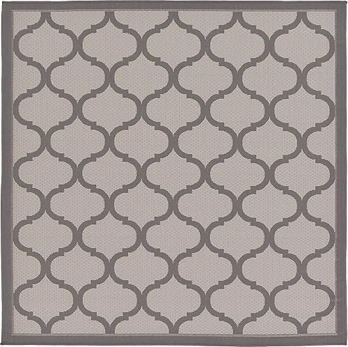 Vista 20 de Unique Loom Alfombra Colección enrejado Marroquí Celosía Transicional Interior y Exterior, Polipropileno Gris/Plateado