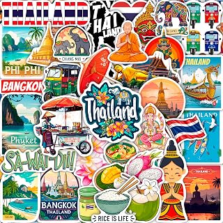 100Pcs Thailand Stickers for Luggage Waterproof - Thailand Gifts, Party Decorations - Thai Stickers and Decals for Water Bottle - Thai Gifts for Men & Women