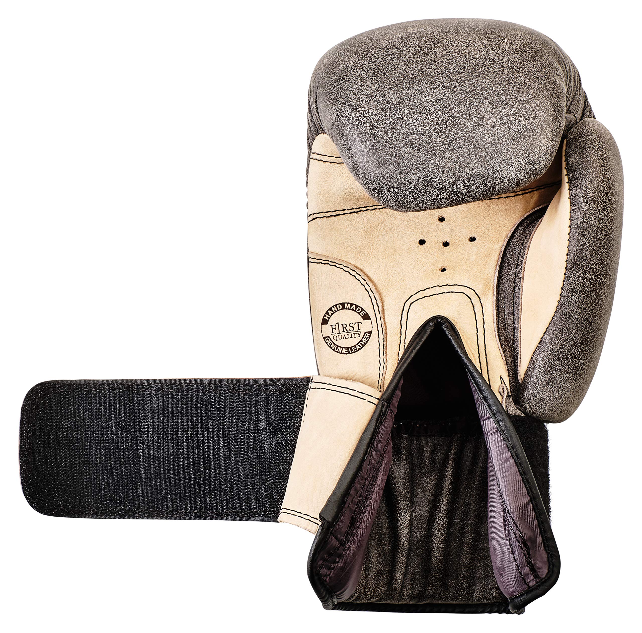 Bad Company Deluxe Rétro Cuir de Vachette Gants de Boxe Marron – Classique Gants de Boxe avec système d'aération (Airy Système de)