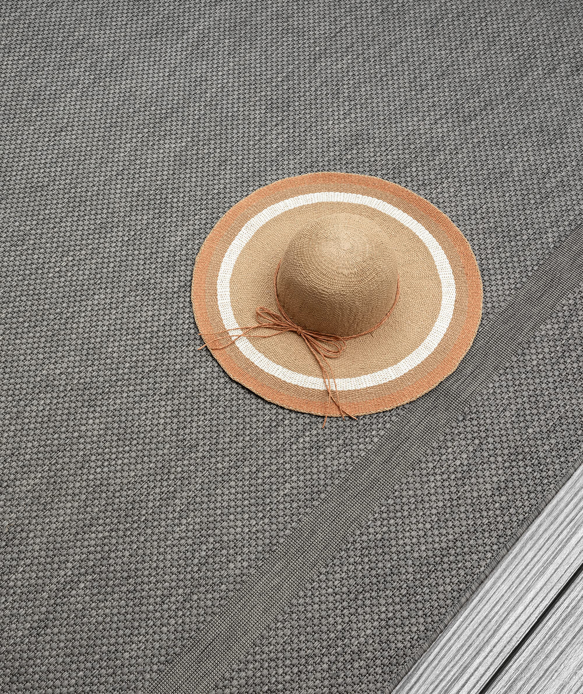 Mia´s Teppiche "Lara" Tapis Intérieur Et Extérieur Balcon Terrasse Tapis Cuisine, Toile Plate, 240x340 cm, Anthracite