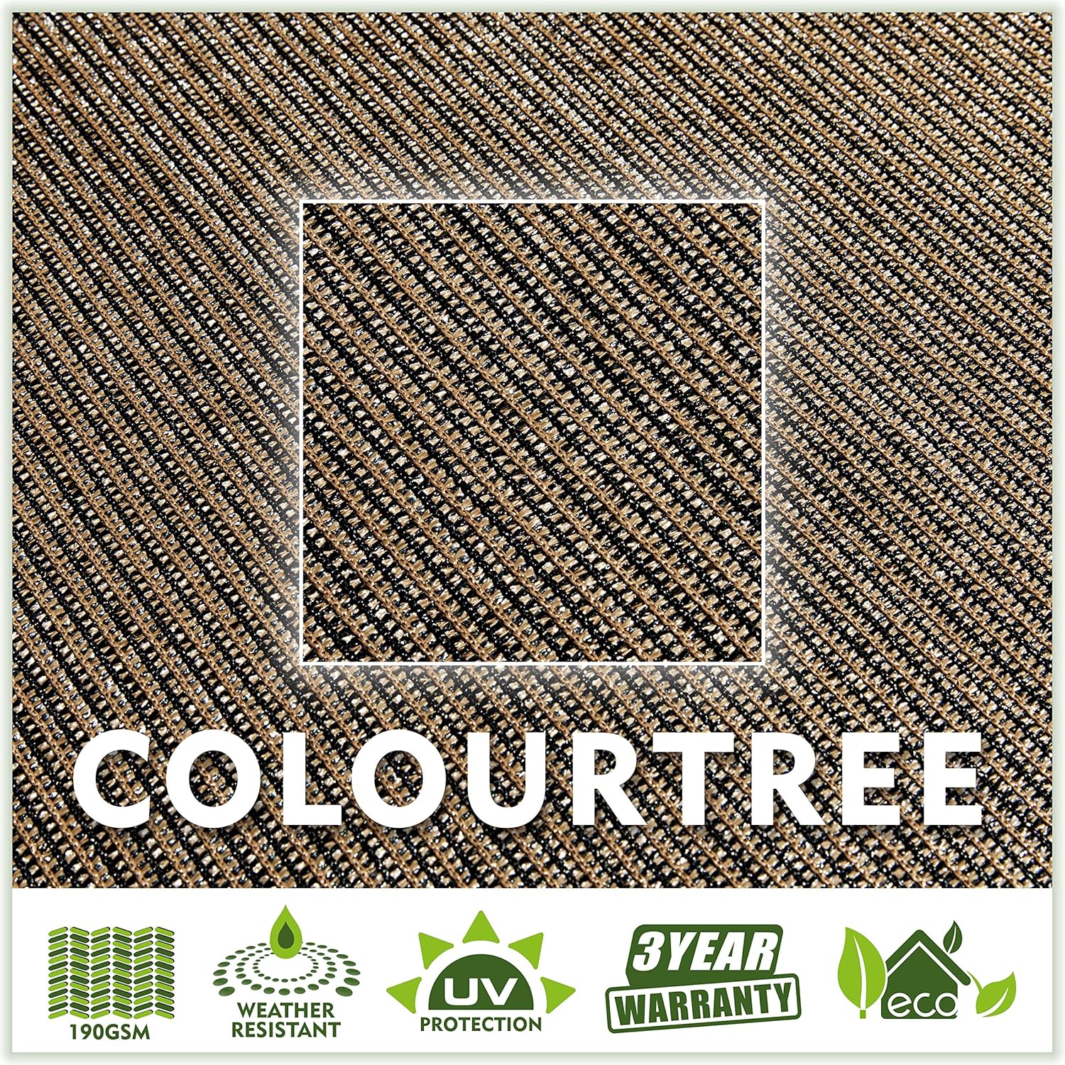 ColourTree 24' x 24' x 24' Brown Triangle Sun Shade Sail Canopy Awning Shelter Fabric Cloth Screen - UV Block UV Resistant Heavy Duty Commercial Grade - Outdoor Patio Carport - (We Make Custom Size)