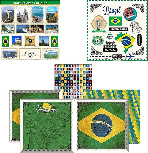 Scrapbook Customs Papel temático y pegatinas Kit de álbumes de recortes, Brasil Sightseeing