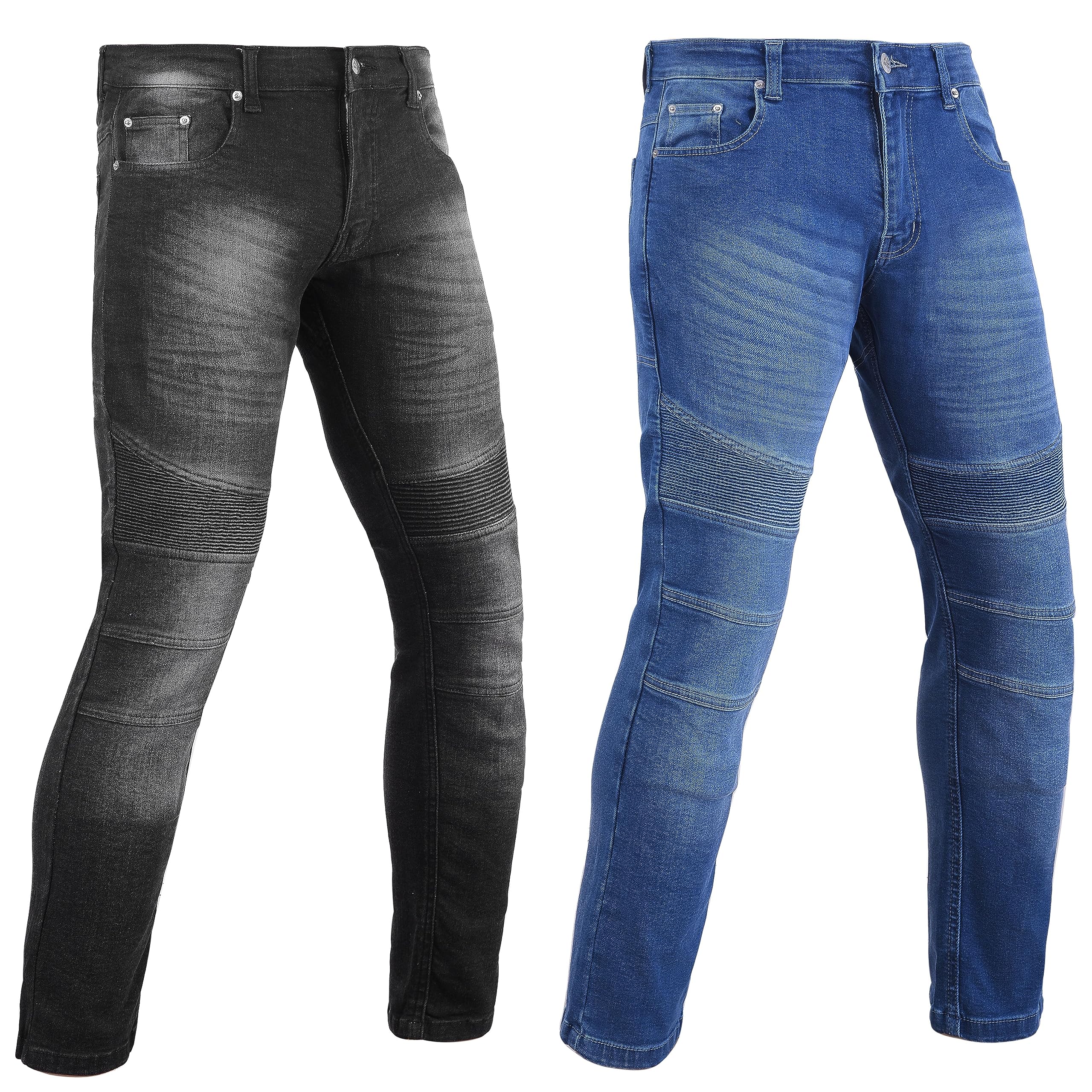 Jean de moto en aramide pour homme Coupe ajustée Protection CE Pantalon en denim stretch Doublure en fibre