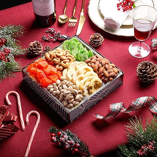 Miniatura 27 de Oh! Nuts Cesta de regalo de frutas secas y frutos secos, lata de regalo redonda prémium para ocasiones especiales, cumpleaños, aniversario, fiesta