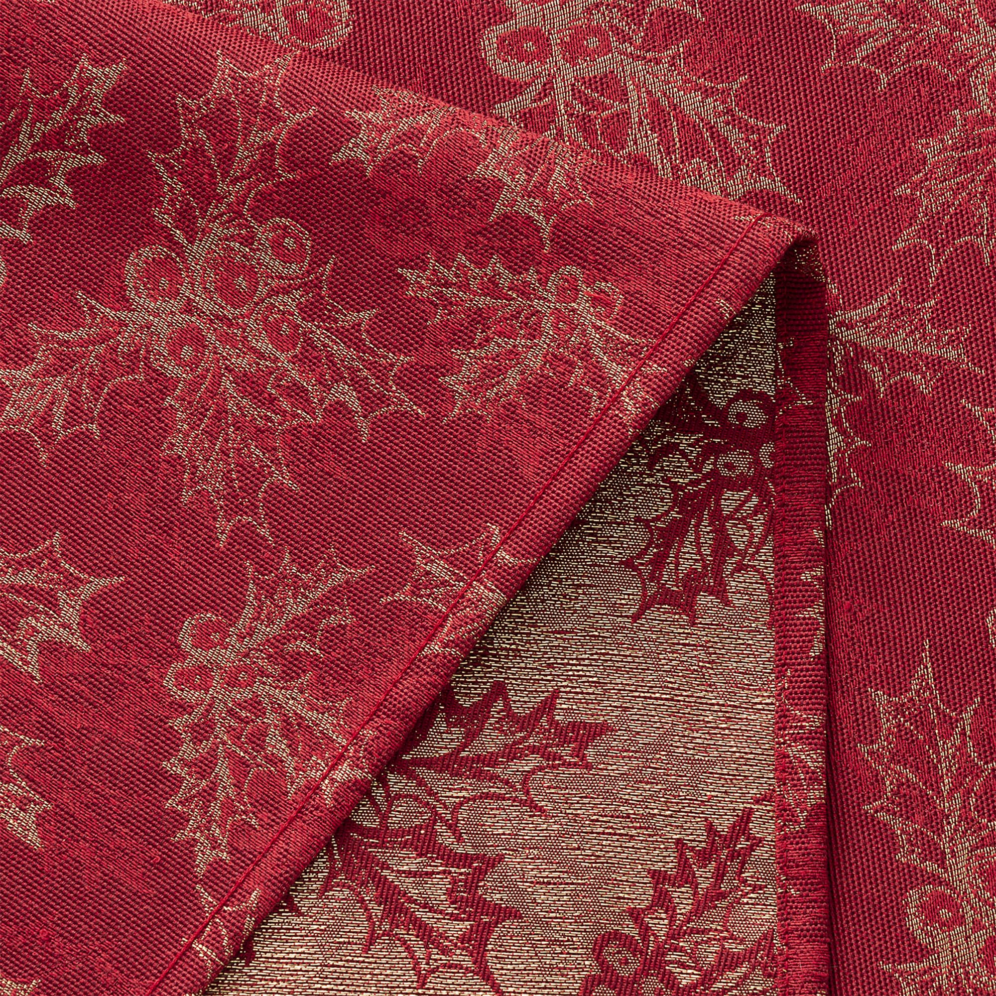 GAMUSI Tablecloth Christmas Jacquard Golden Thread Dining Table Rectangular Christmas Decoration 140 x 300 cm, Red - Image 4