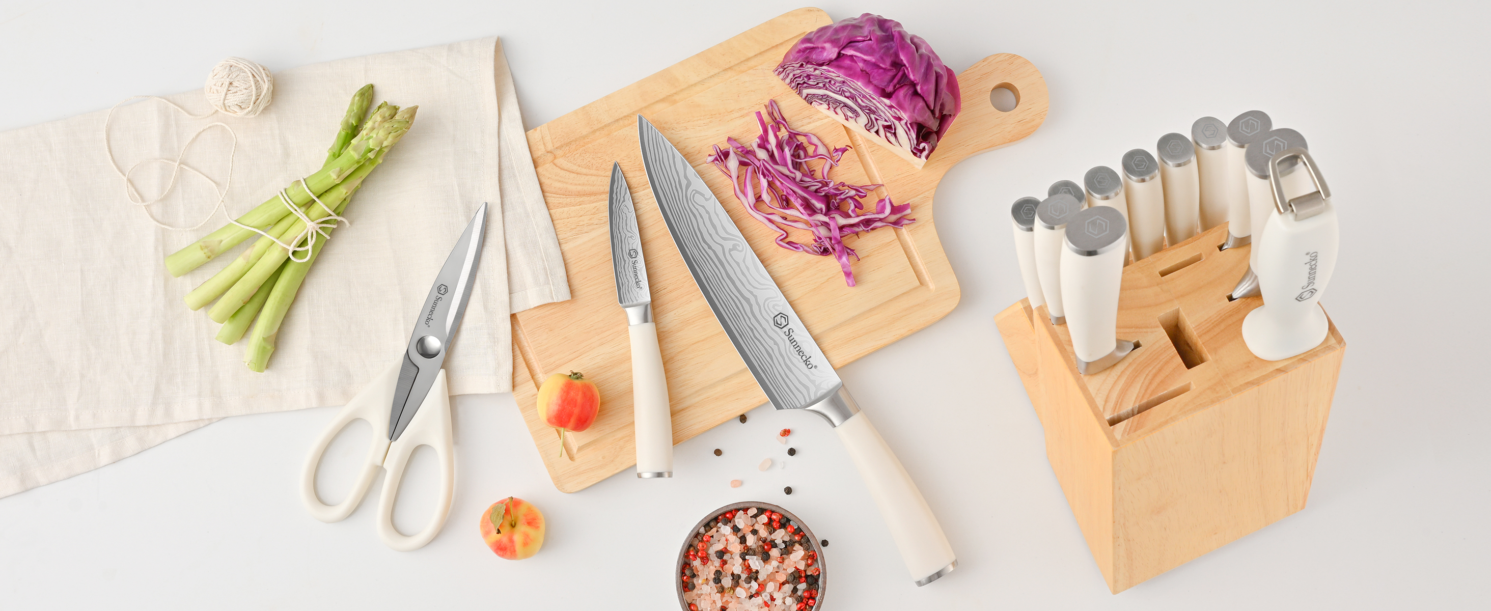 Amazon.com: Sunnecko 15-Piece Kitchen Knife Set with Block and