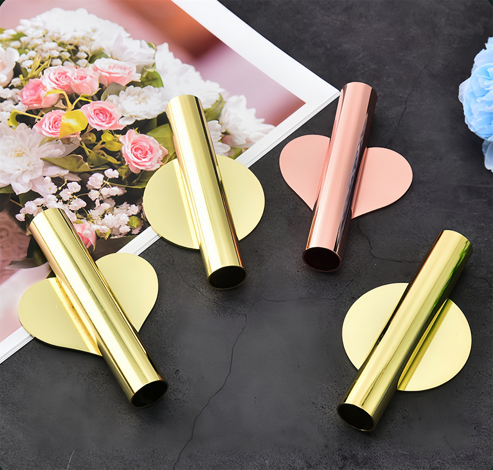 Amazon.com: 2 Pcs Gold Wall Decor, Plant Wall Vase Metal Tube