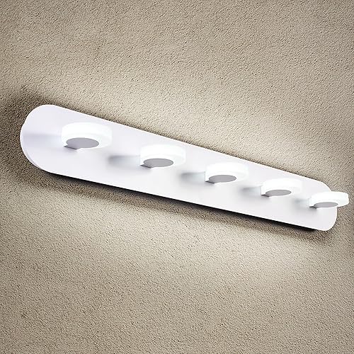 Luces de tocador de 36 pulgadas de 5 luces de 25 W sobre espejo de pared, espejo de maquillaje de baño, luz frontal LED de iluminación interior para