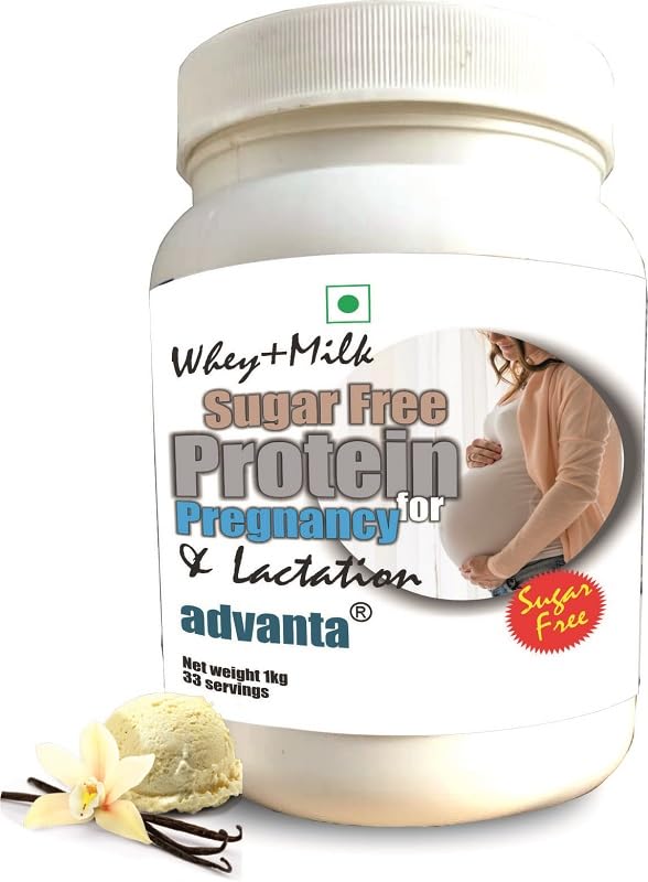 Image of Advanta Sugar Free Whey Protein Powder for Pregnant Women for Pregnancy & Breastfeeding Mothers - 1 KG Vanilla