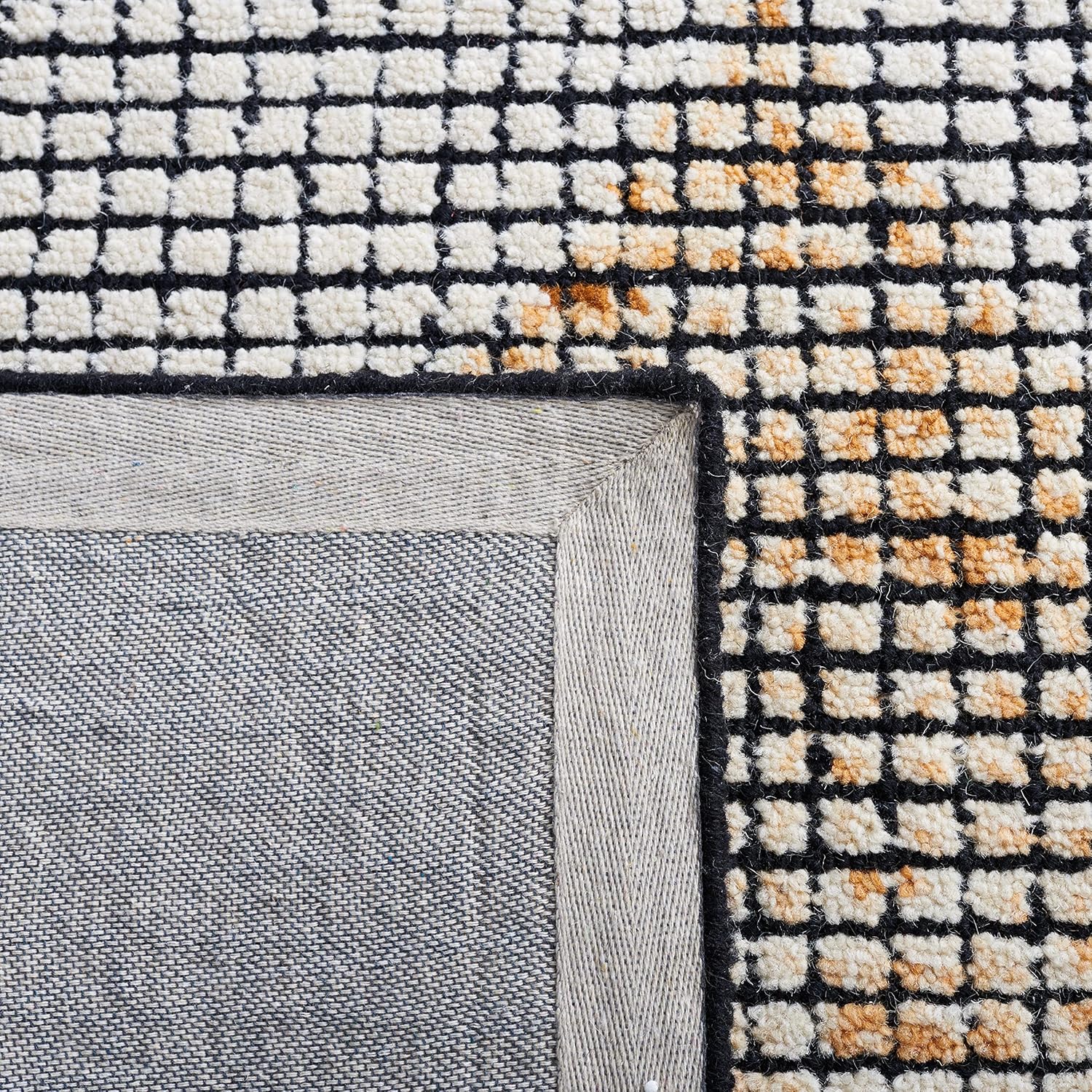 SAFAVIEH Abstract Collection Accent Rug - 4' x 6', Ivory & Gold, Handmade Wool, Ideal for High Traffic Areas in Entryway, Living Room, Bedroom (ABT479D)