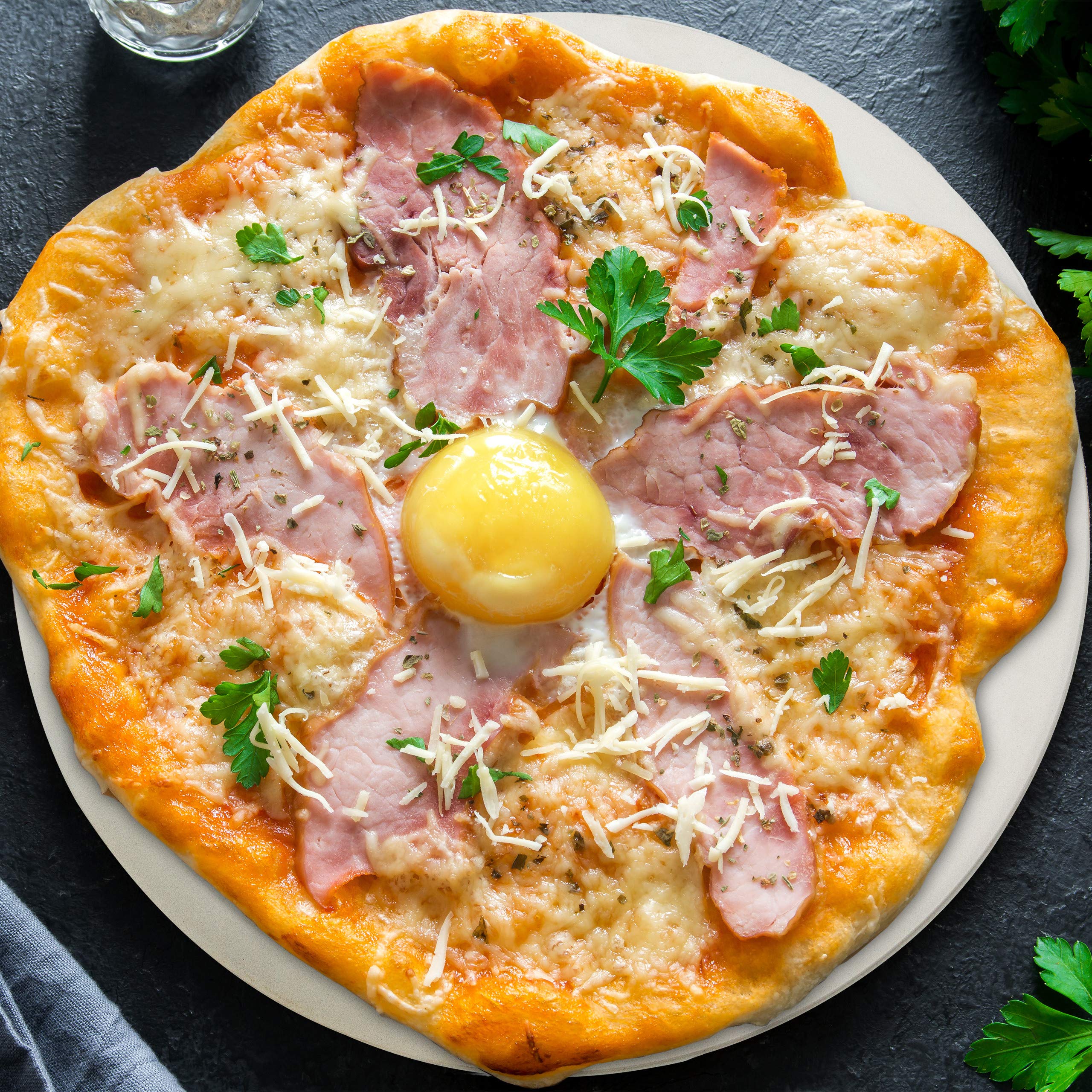 Relaxdays Pierre à pizza pour cuisson Pierre Rond, diamètre : 33 cm, 1 cm d'épaisseur, cuisson en pierre de Cordiérite pour croustillantes Pizzas, pains et plus, dans le four et grill, beige