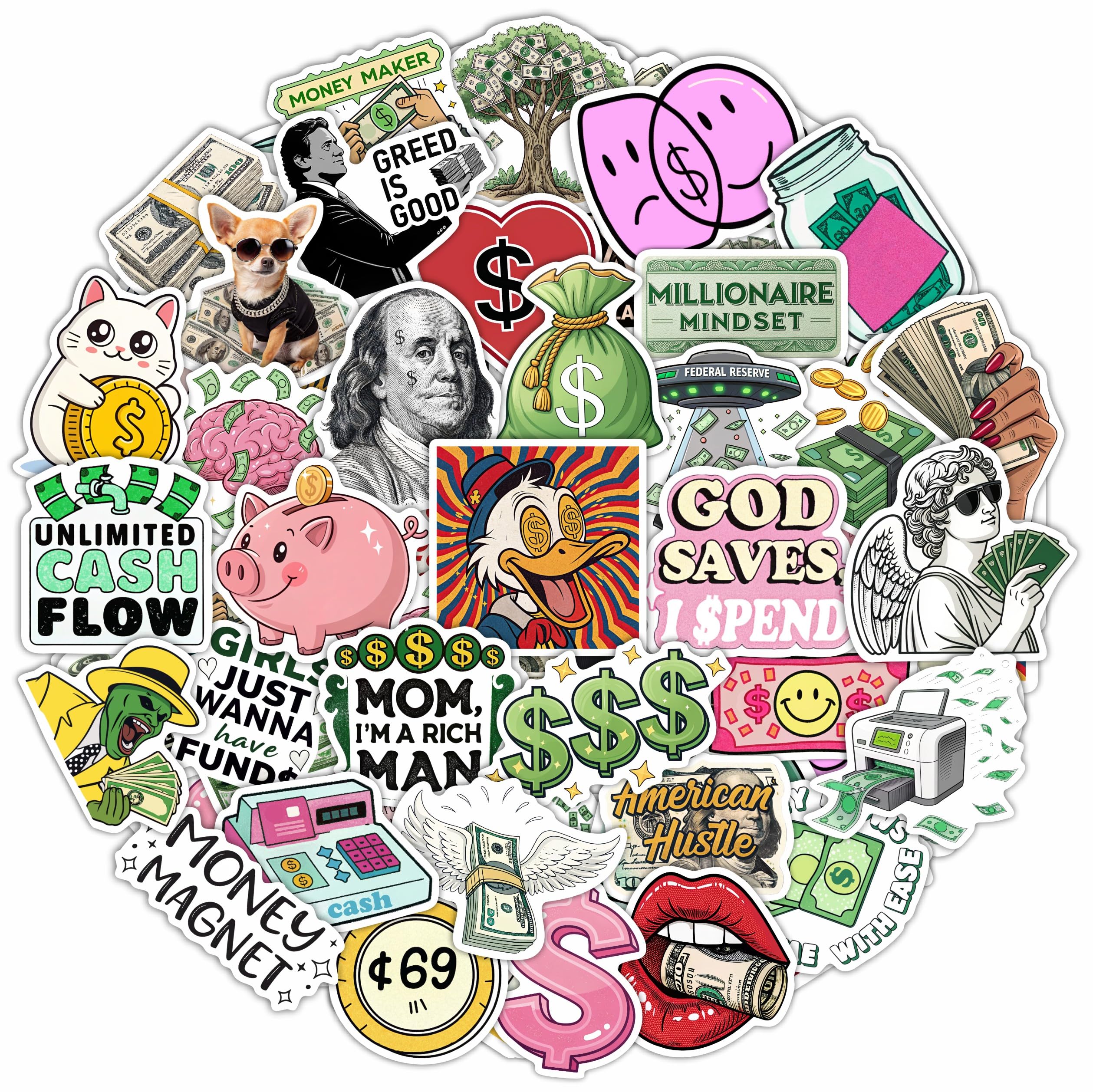 100Pcs Money Stickers for Planner for Adults, for Water Bottle - Money Sign, Symbol Stickers, Party Favors- Gift for Women & Men — image 1