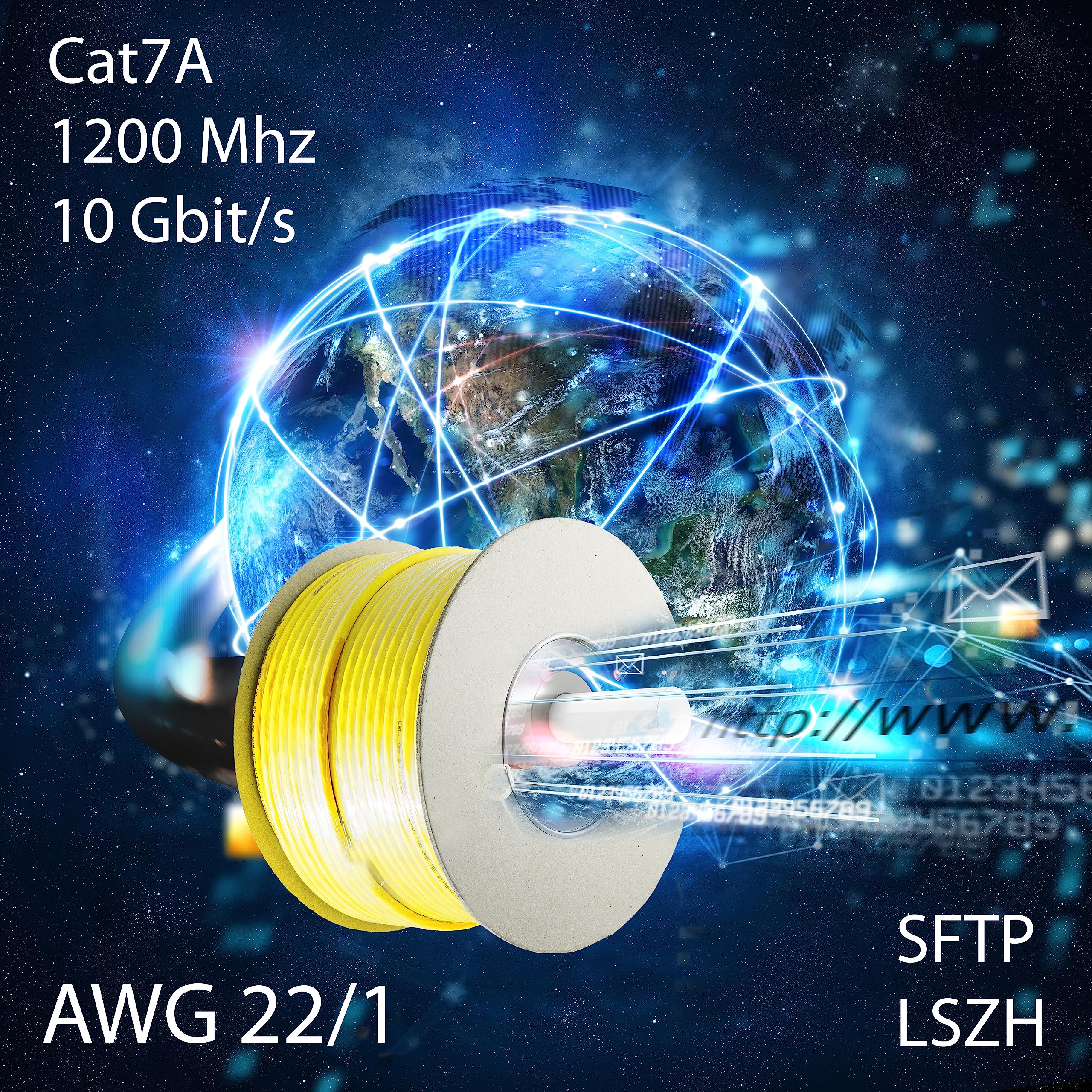 Cavo di rete CAT 7 A + cavo di rete CAT.7 A + LAN, senza alogeni, cavo di installazione CAT7, cavo dati Gigabit in rame Ethernet 100 m