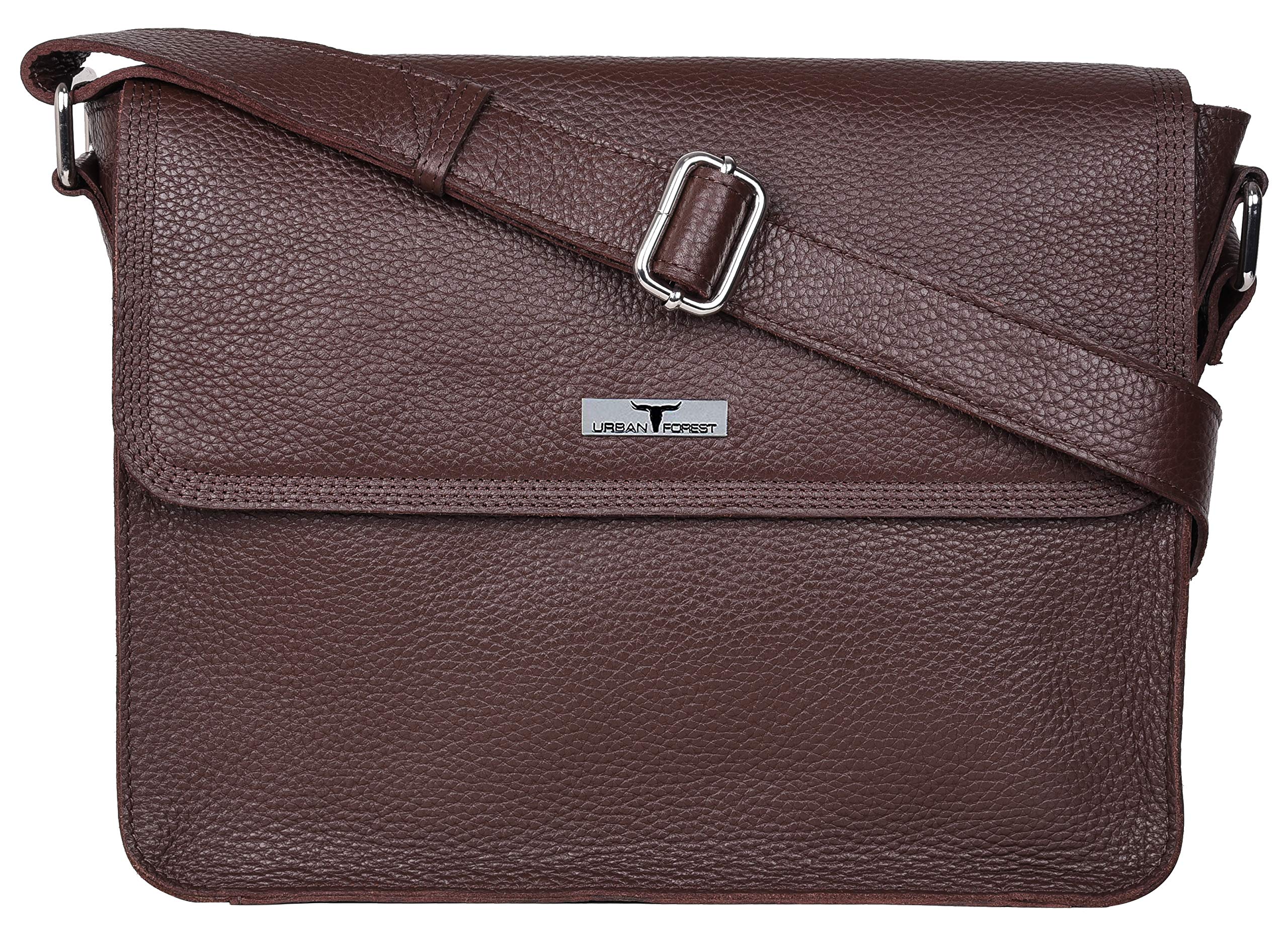 URBAN FOREST Cody Brown Leather Messenger Bag for Men