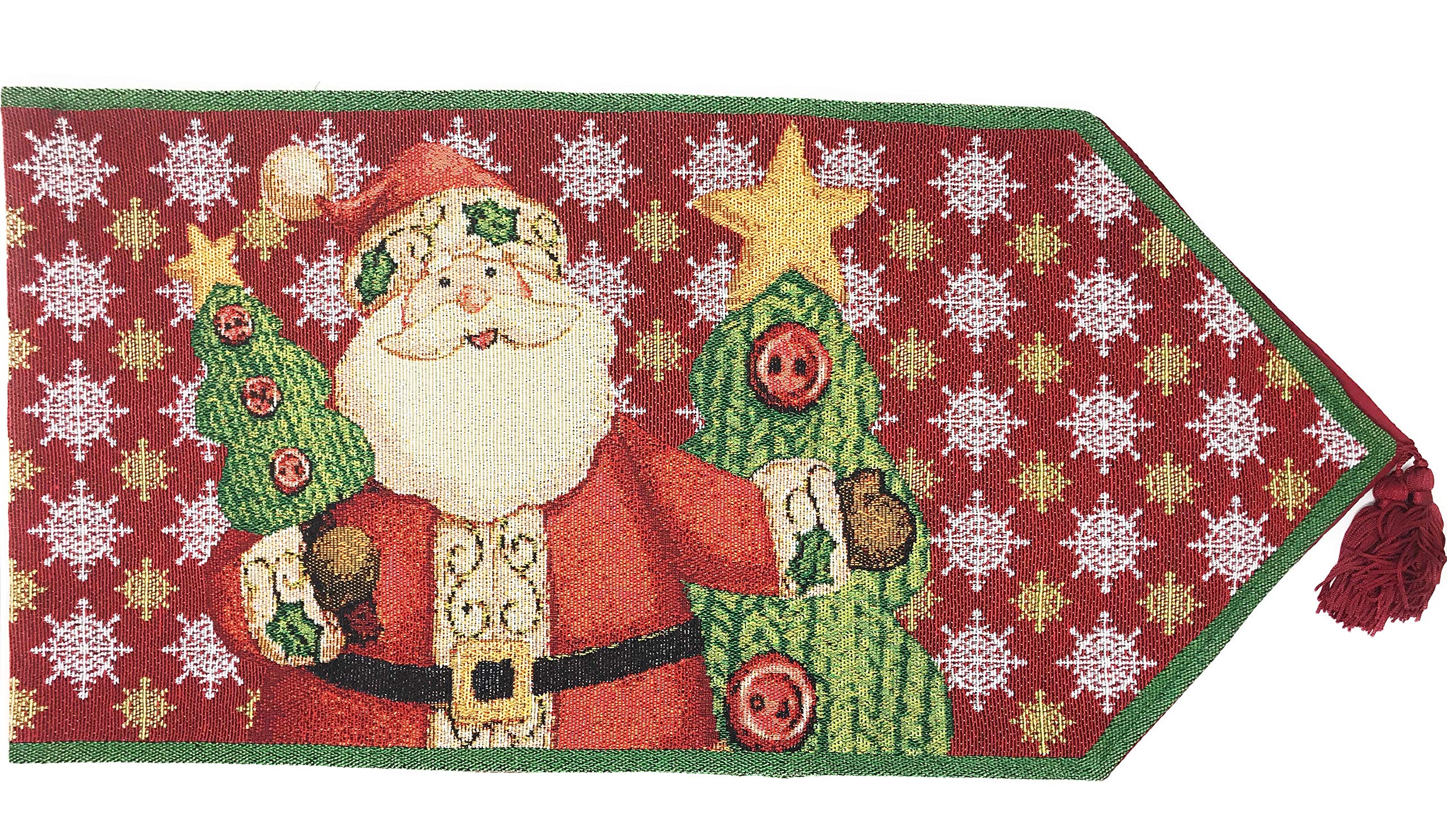 Tache Red Christmas Eve Festive Holiday Santa Claus is Coming to Town Woven Tapestry Table Runners, 13 x 72