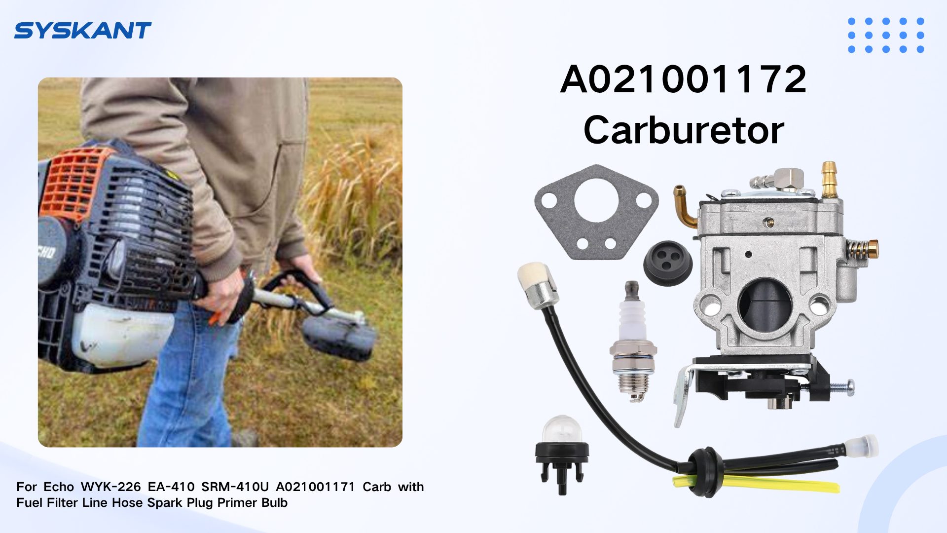 Amazon.com: SYSKANT A021001172 Carburetor for Echo WYK-226 EA-410