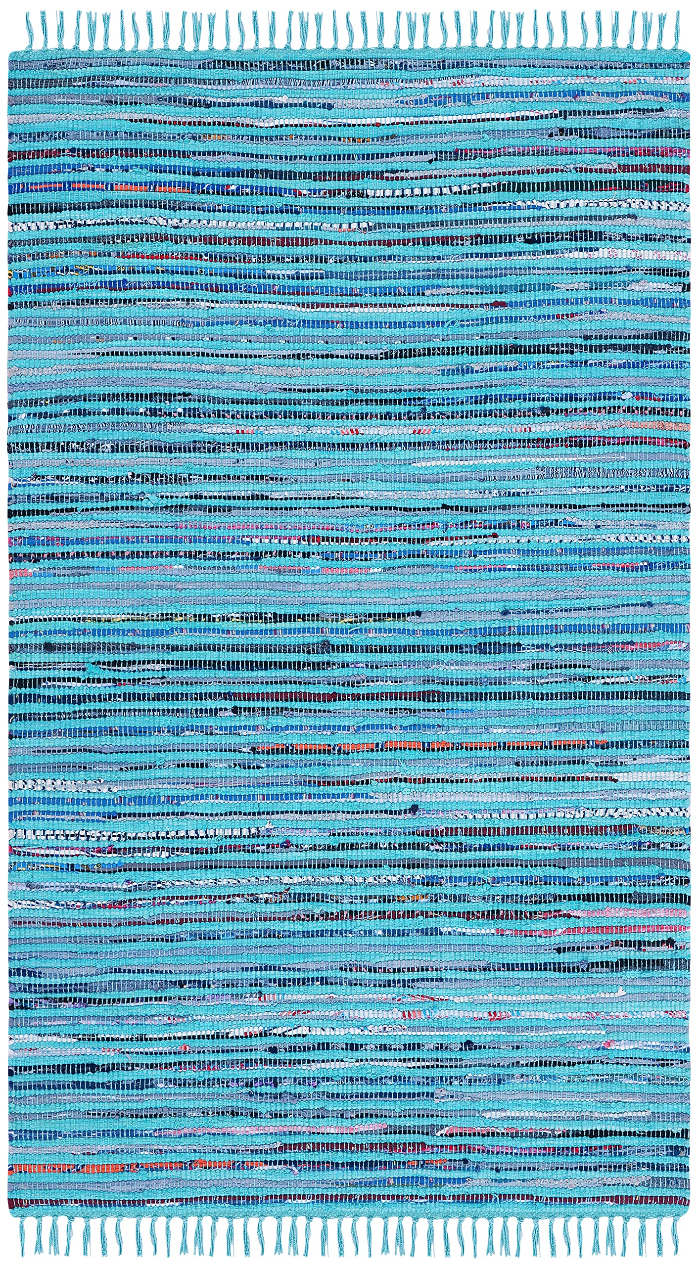 SAFAVIEH Rag Rug Collection Accent Rug - 3' x 5', Light Pink & Multi, Handmade Boho Stripe Cotton, Ideal for High Traffic Areas in Entryway, Living Room, Bedroom (RAR125E)
