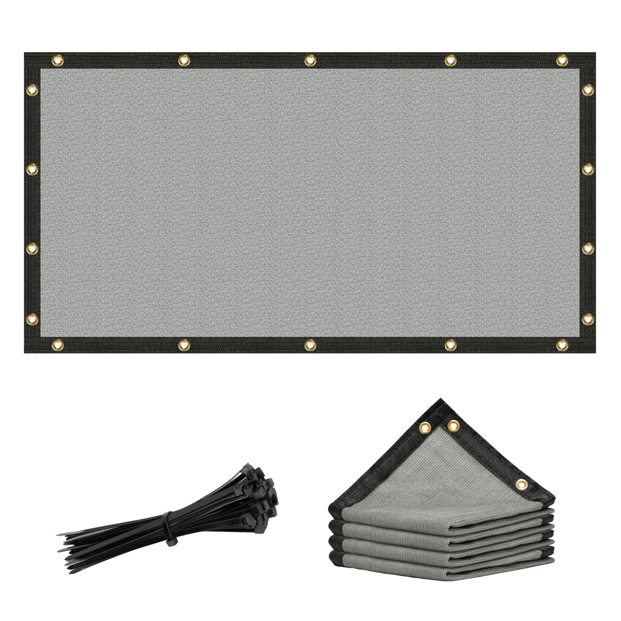 Amgo 3' x 5' Grey Custom Size Shade Cloth with Grommets - 90% Sunblock, Durable Mesh Fabric Tarp for Dog Kennel Cover, Fence Privacy Screen, Greenhouse, Chicken Coop & Pet Playpen