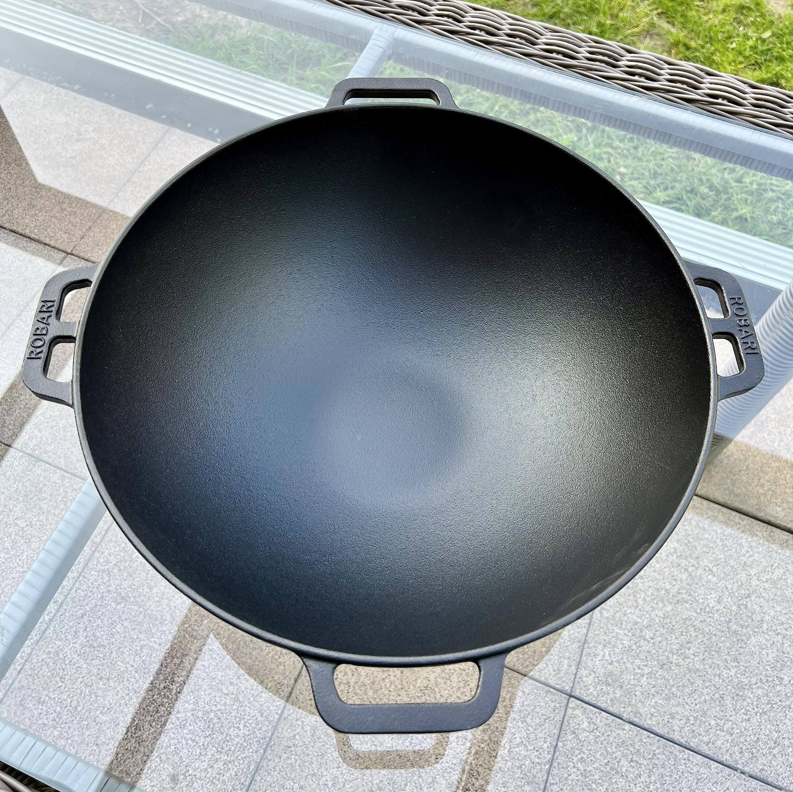Gusseisen Kasan 12 L mit GRILLDECKEL + Schaumlöffel KAZAN Wok Gulaschkessel