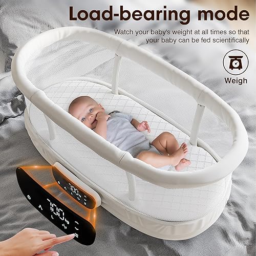 Miniatura 2 de AMKE Moisés de bebé 4 en 1 con 5 movimientos mecedores, cama infantil eléctrica multifunción con temporizador y modo de pesaje, control remoto, 12