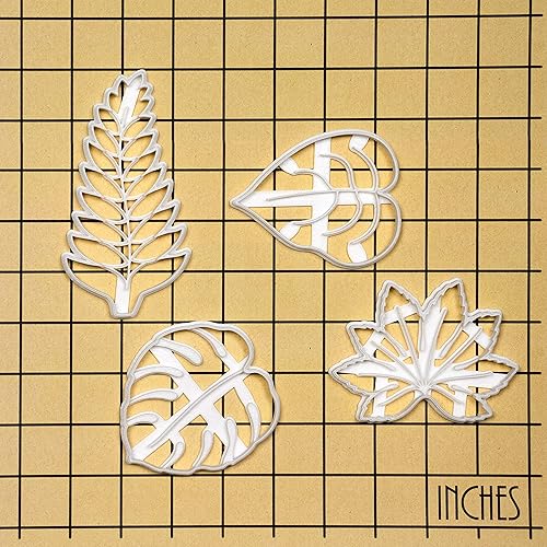 Miniatura 9 de Juego de 4 cortadores de galletas de hojas (diseños: hiedra del diablo, helecho, aralia japonesa, hoja de Monstera), 4 piezas - Bakerlogy