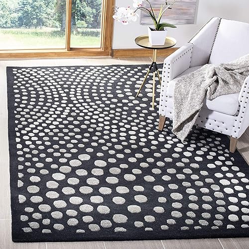 Miniatura 17 de SAFAVIEH Soho Collection SOH654A - Alfombra decorativa de lana y viscosa de 2 pies 6 pulgadas x 4 pies, color gris oscuro Gris