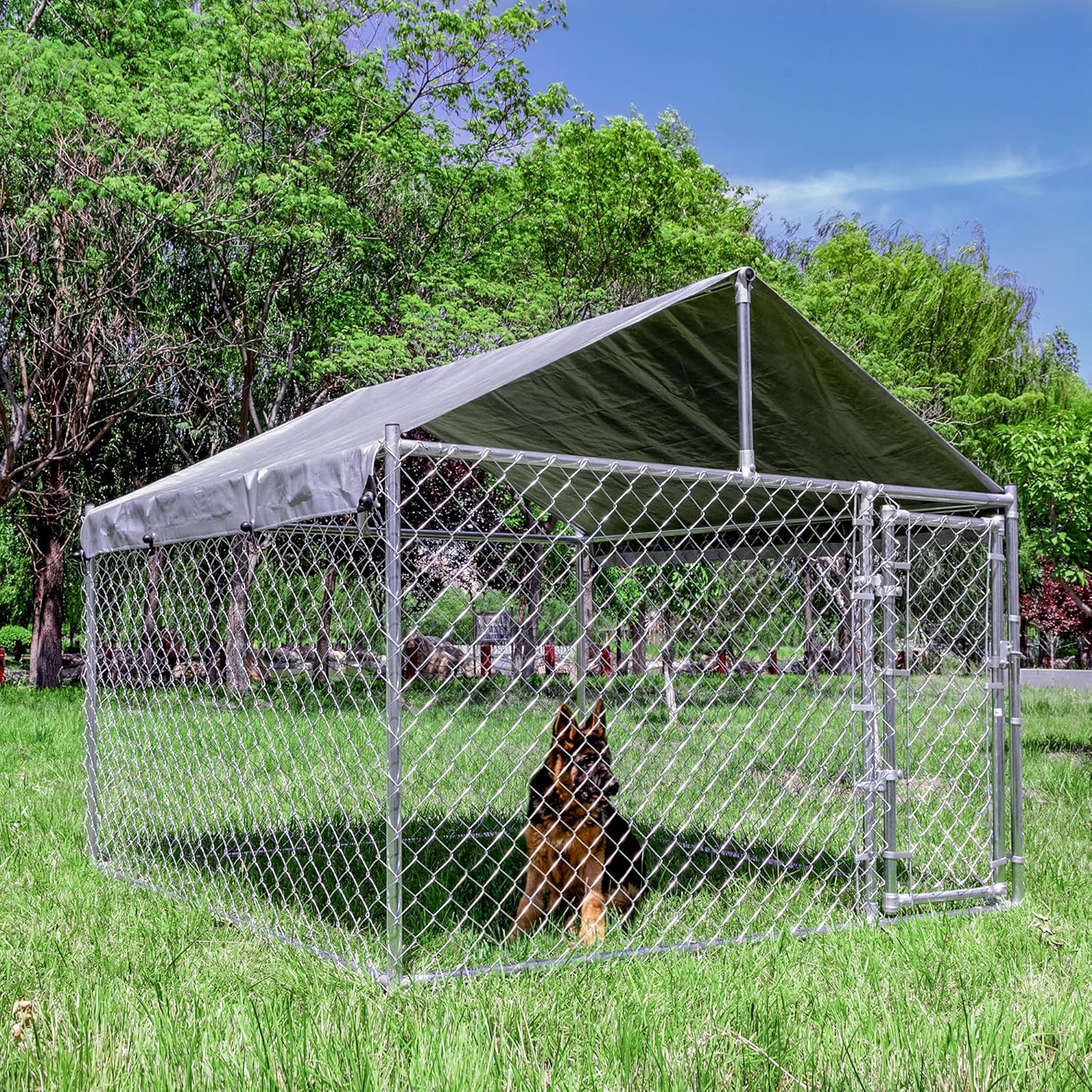 Large Outdoor Dog Kennel with Roof - Image 9