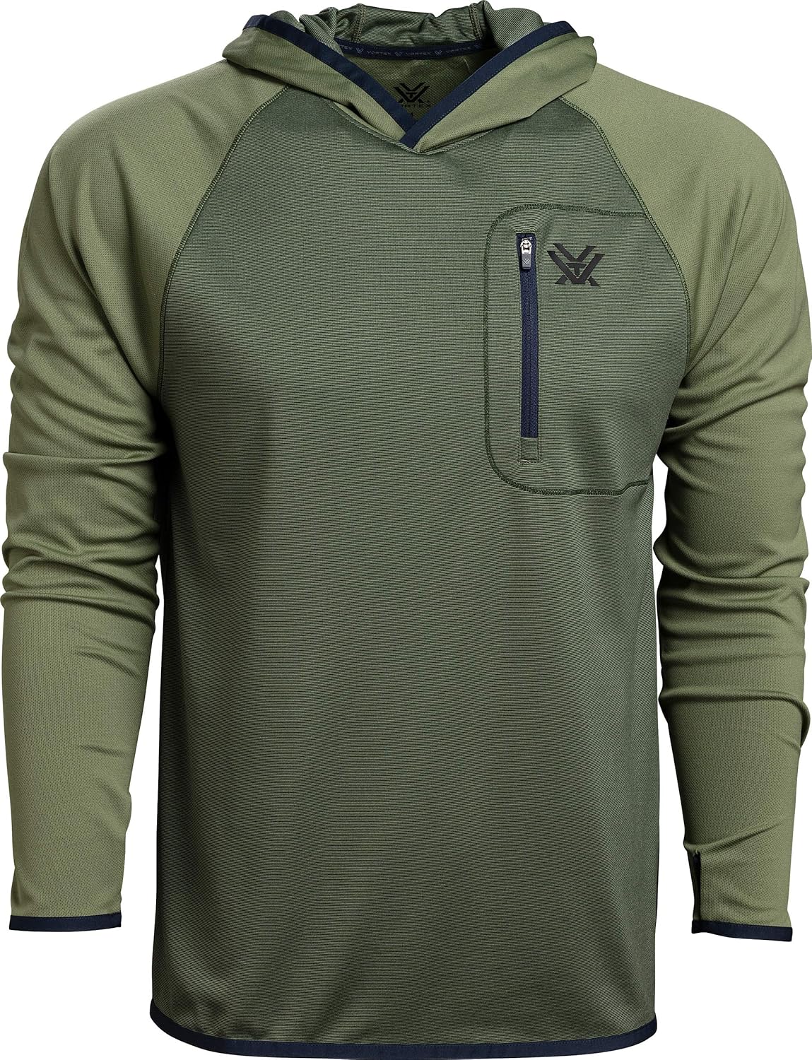 Vortex Men's Weekend Rucker Hooded Long Sleeve Shirts - Moisture Wicking, UPF Sun Protection, Stain Release Technology