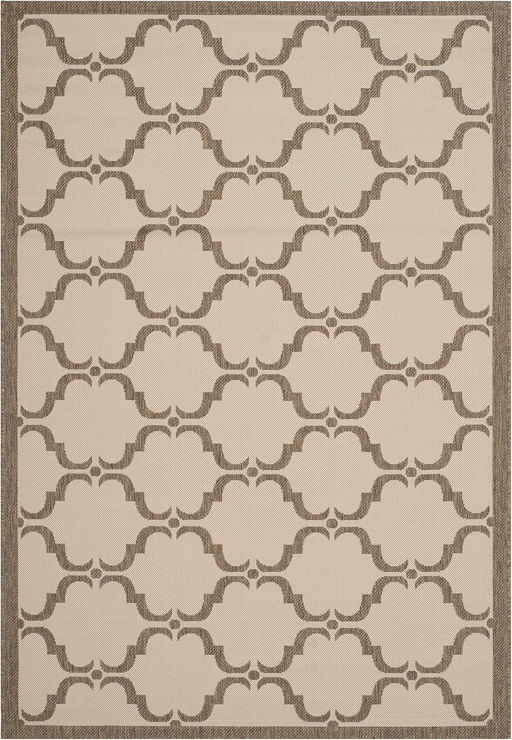 Beige and Brown Trellis Design Indoor/Outdoor Area Rug