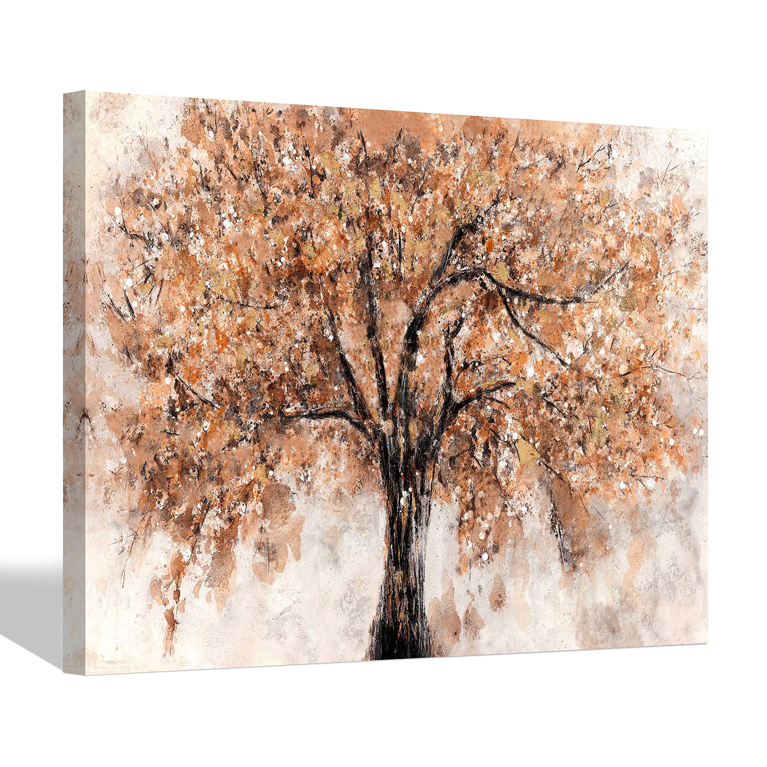 Abstract Tree Canvas Wall Art: Trees Picture Decor Autumn Nature Landscape Print Painting Modern Tree Botanical Artwork for Bathroom Living Room Bedroom Decoration 16 x 11 Inches