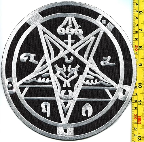 Satanic Goats Head Pentagram Baphomet Occult XL Huge Embroidered Applique Iron-on Patch New