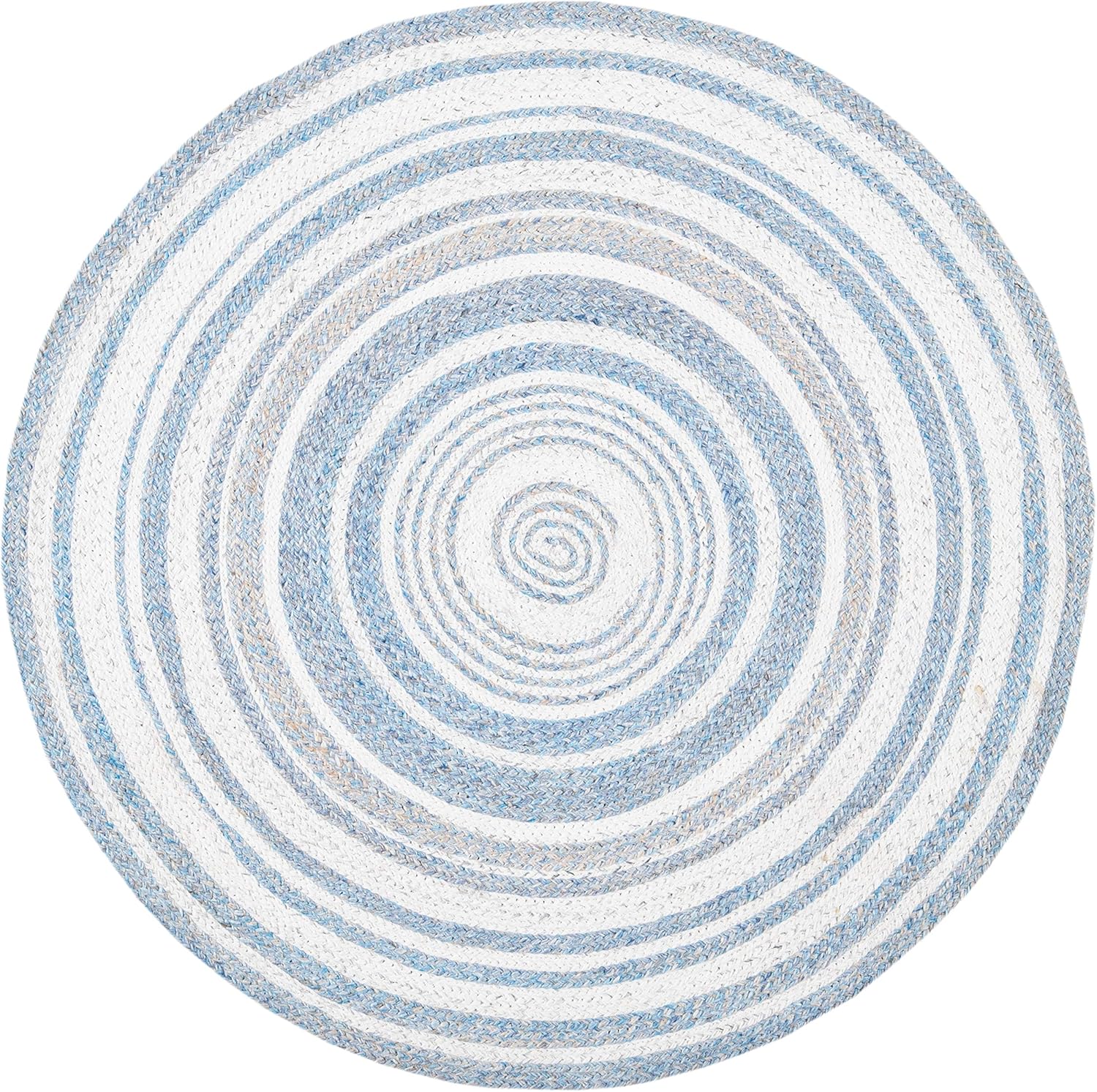 SAFAVIEH Cape Cod Collection 3' Round Blue/Ivory CAP235M Handmade Braided Area Rug
